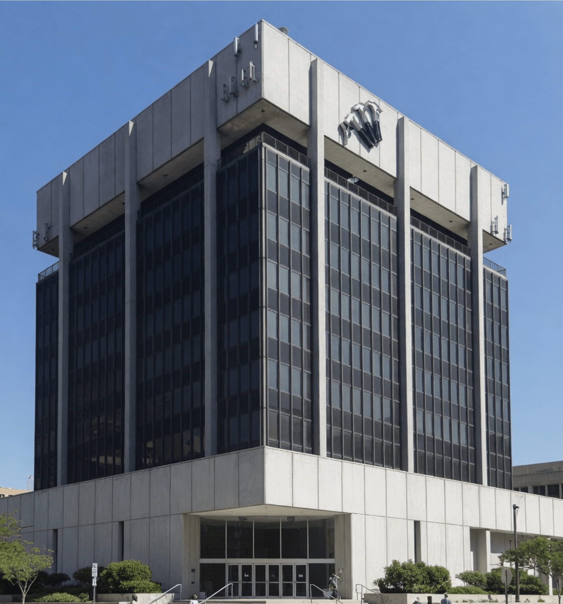 Modern office building with blue sky